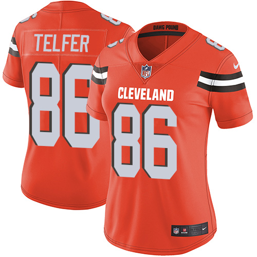 Women's Nike Cleveland Browns #86 Randall Telfer Orange Alternate Vapor Untouchable Limited Player NFL Jersey