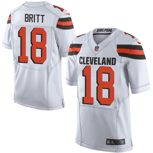 Men's Nike Cleveland Browns #18 Kenny Britt Elite White NFL Jersey