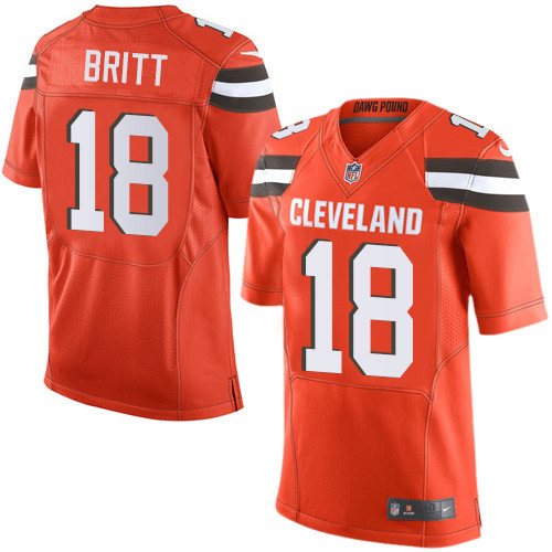Men's Nike Cleveland Browns #18 Kenny Britt Elite Orange Alternate NFL Jersey