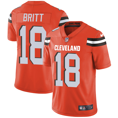 Men's Nike Cleveland Browns #18 Kenny Britt Orange Alternate Vapor Untouchable Limited Player NFL Jersey