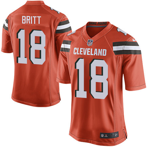 Men's Nike Cleveland Browns #18 Kenny Britt Game Orange Alternate NFL Jersey