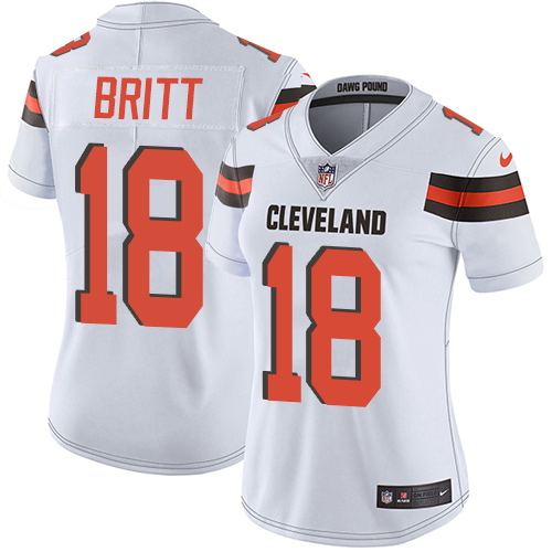 Women's Nike Cleveland Browns #18 Kenny Britt White Vapor Untouchable Limited Player NFL Jersey
