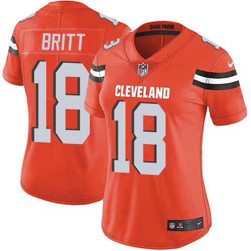 Women's Nike Cleveland Browns #18 Kenny Britt Orange Alternate Vapor Untouchable Elite Player NFL Jersey