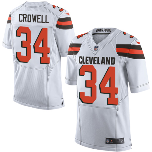 Men's Nike Cleveland Browns #34 Isaiah Crowell Elite White NFL Jersey