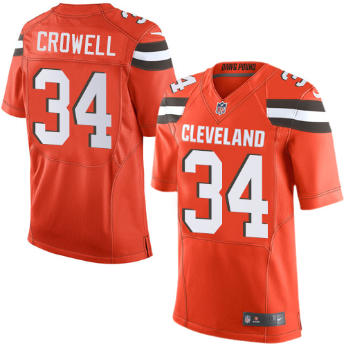 Men's Nike Cleveland Browns #34 Isaiah Crowell Elite Orange Alternate NFL Jersey