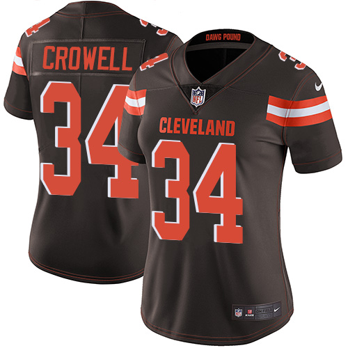 Women's Nike Cleveland Browns #34 Isaiah Crowell Brown Team Color Vapor Untouchable Limited Player NFL Jersey