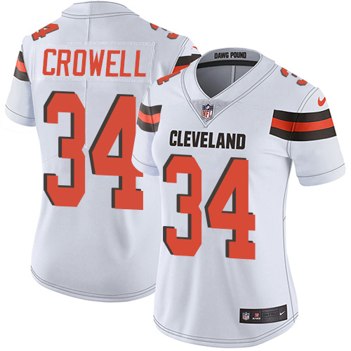 Women's Nike Cleveland Browns #34 Isaiah Crowell White Vapor Untouchable Elite Player NFL Jersey