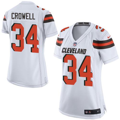 Women's Nike Cleveland Browns #34 Isaiah Crowell Game White NFL Jersey