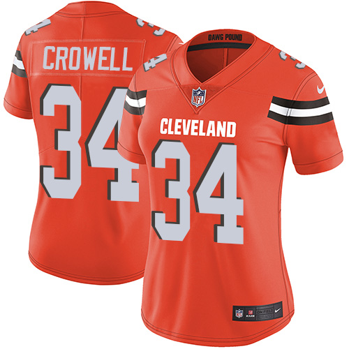 Women's Nike Cleveland Browns #34 Isaiah Crowell Orange Alternate Vapor Untouchable Elite Player NFL Jersey