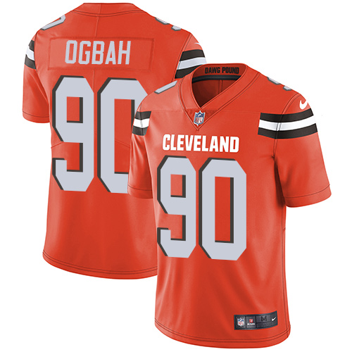 Men's Nike Cleveland Browns #90 Emmanuel Ogbah Orange Alternate Vapor Untouchable Limited Player NFL Jersey