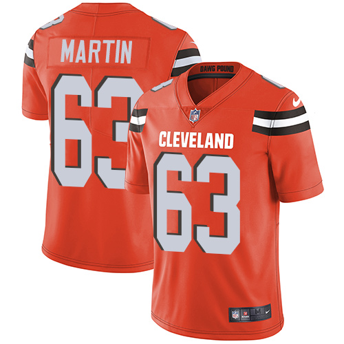 Youth Nike Cleveland Browns #63 Marcus Martin Orange Alternate Vapor Untouchable Elite Player NFL Jersey