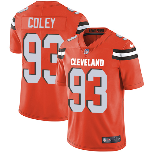Youth Nike Cleveland Browns #93 Trevon Coley Orange Alternate Vapor Untouchable Limited Player NFL Jersey