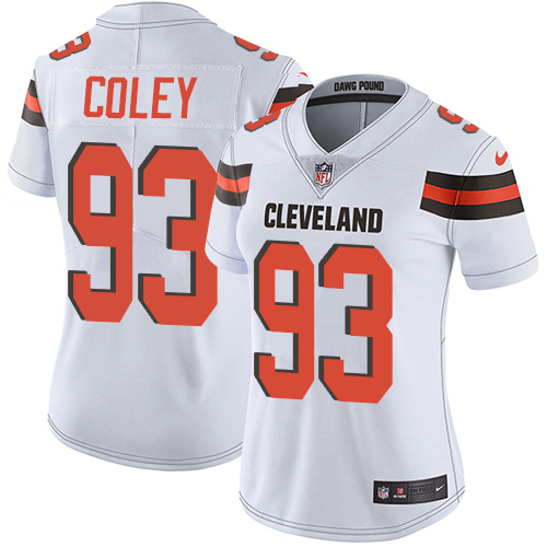 Women's Nike Cleveland Browns #93 Trevon Coley White Vapor Untouchable Limited Player NFL Jersey