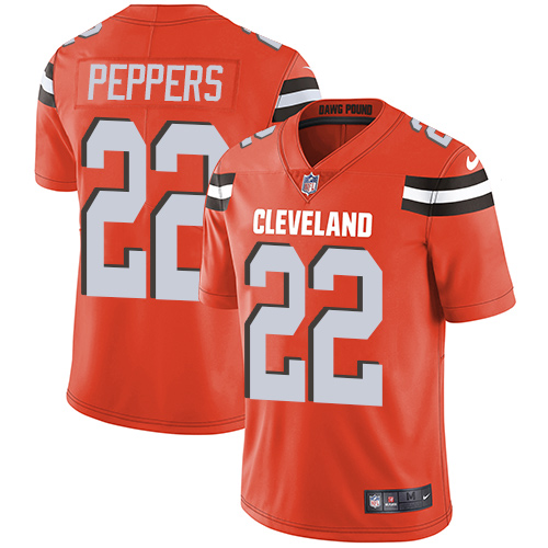 Men's Nike Cleveland Browns #22 Jabrill Peppers Orange Alternate Vapor Untouchable Limited Player NFL Jersey