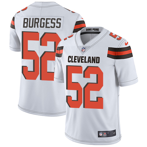 Men's Nike Cleveland Browns #52 James Burgess White Vapor Untouchable Limited Player NFL Jersey