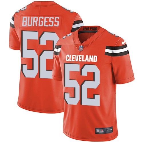 Men's Nike Cleveland Browns #52 James Burgess Orange Alternate Vapor Untouchable Limited Player NFL Jersey
