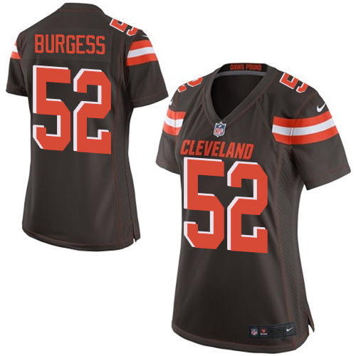 Women's Nike Cleveland Browns #52 James Burgess Game Brown Team Color NFL Jersey