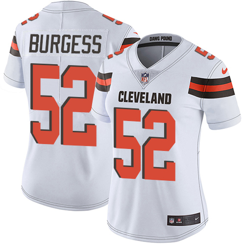Women's Nike Cleveland Browns #52 James Burgess White Vapor Untouchable Elite Player NFL Jersey