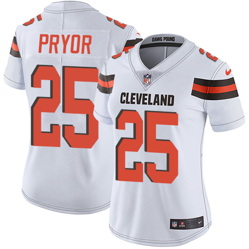 Women's Nike Cleveland Browns #25 Calvin Pryor White Vapor Untouchable Elite Player NFL Jersey
