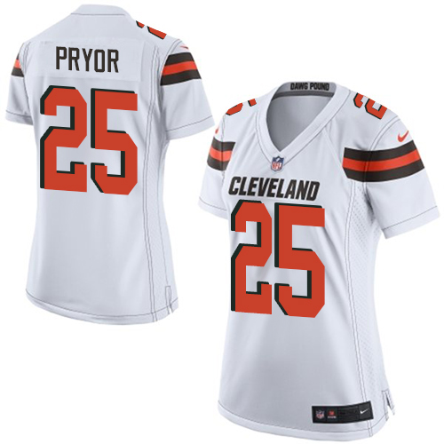 Women's Nike Cleveland Browns #25 Calvin Pryor Game White NFL Jersey