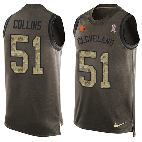 Men's Nike Cleveland Browns #51 Jamie Collins Limited Green Salute to Service Tank Top NFL Jersey