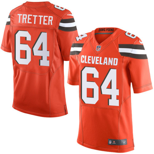 Men's Nike Cleveland Browns #64 JC Tretter Elite Orange Alternate NFL Jersey
