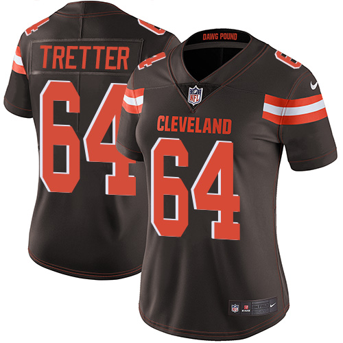 Women's Nike Cleveland Browns #64 JC Tretter Brown Team Color Vapor Untouchable Elite Player NFL Jersey