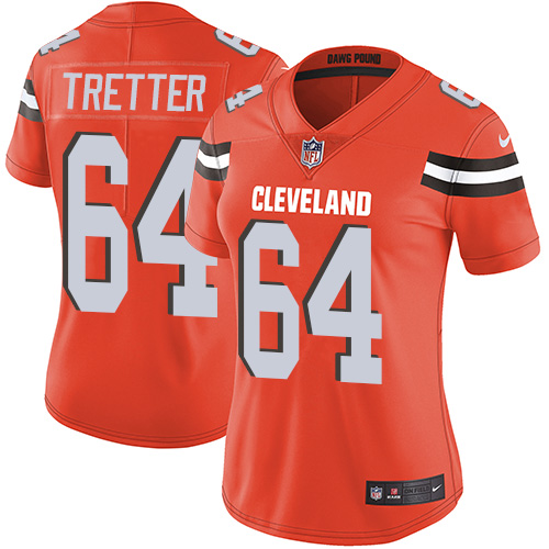 Women's Nike Cleveland Browns #64 JC Tretter Orange Alternate Vapor Untouchable Elite Player NFL Jersey