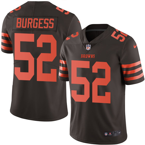 Men's Nike Cleveland Browns #52 James Burgess Limited Brown Rush Vapor Untouchable NFL Jersey