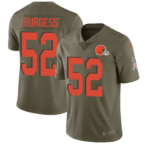 Men's Nike Cleveland Browns #52 James Burgess Limited Olive 2017 Salute to Service NFL Jersey