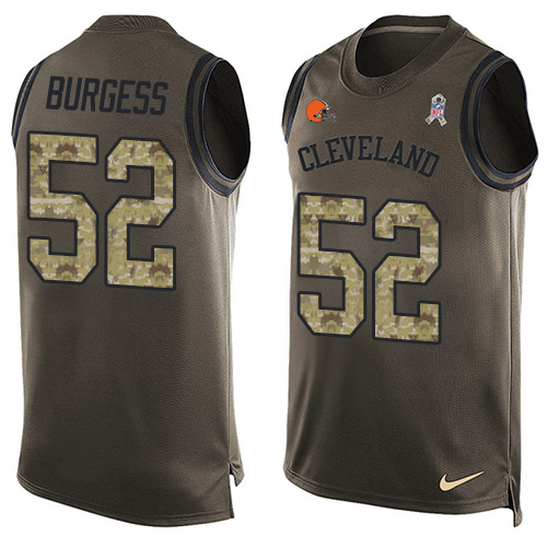 Men's Nike Cleveland Browns #52 James Burgess Limited Green Salute to Service Tank Top NFL Jersey