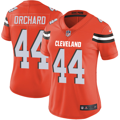 Women's Nike Cleveland Browns #44 Nate Orchard Orange Alternate Vapor Untouchable Elite Player NFL Jersey