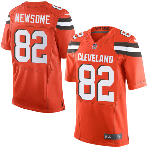 Men's Nike Cleveland Browns #82 Ozzie Newsome Elite Orange Alternate NFL Jersey