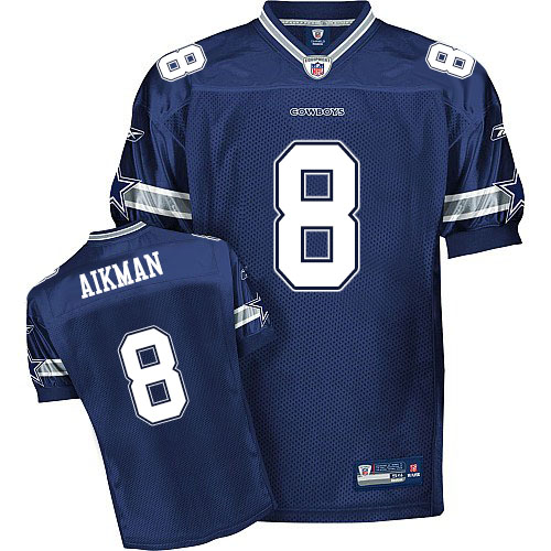 Men's Reebok Dallas Cowboys #8 Troy Aikman Authentic Navy Blue Team Color Throwback NFL Jersey