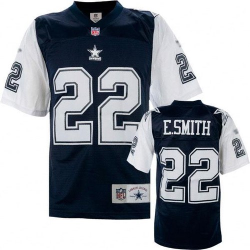 Mitchell and Ness Dallas Cowboys #22 Emmitt Smith Authentic Navy Blue/White Throwback NFL Jersey