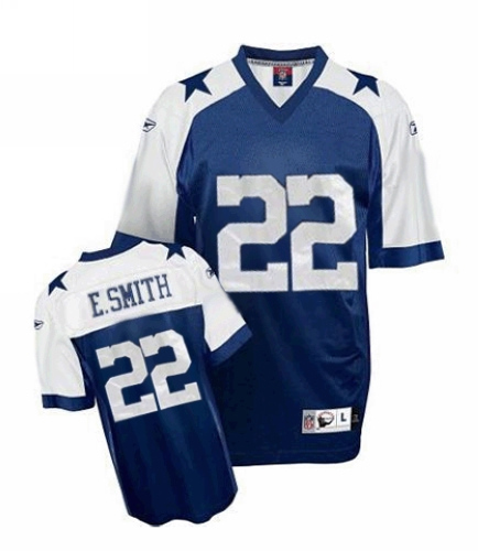 Men's Reebok Dallas Cowboys #22 Emmitt Smith Authentic Navy Blue Thanksgiving Throwback NFL Jersey