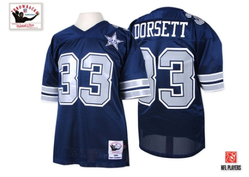 Mitchell and Ness Dallas Cowboys #33 Tony Dorsett Authentic Navy Blue 25TH Patch Throwback NFL Jersey