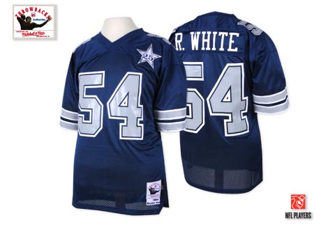 Mitchell and Ness Dallas Cowboys #54 Randy White Authentic Navy Blue 25TH Patch Throwback NFL Jersey