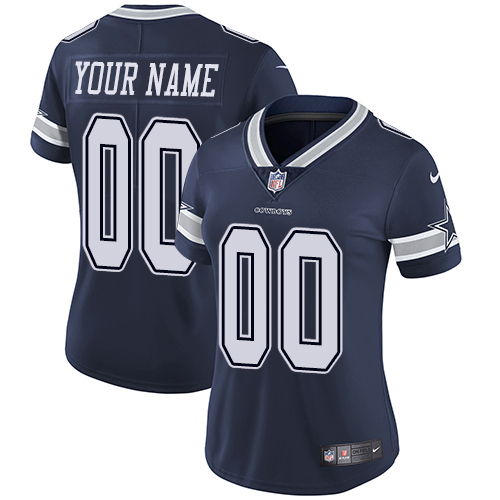 Women's Nike Dallas Cowboys Customized Navy Blue Team Color Vapor Untouchable Custom Limited NFL Jersey