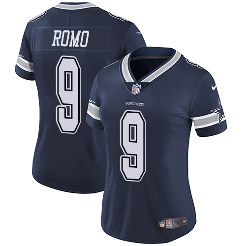 Women's Nike Dallas Cowboys #9 Tony Romo Navy Blue Team Color Vapor Untouchable Elite Player NFL Jersey