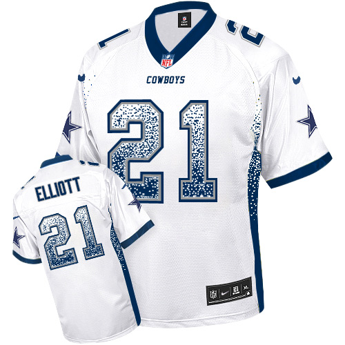 Men's Nike Dallas Cowboys #21 Ezekiel Elliott Elite White Drift Fashion NFL Jersey