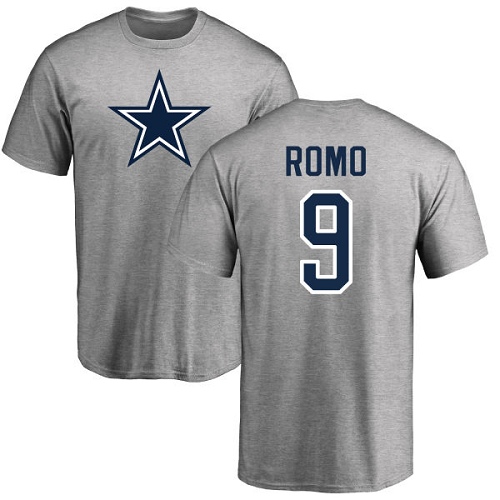 NFL Nike Dallas Cowboys #9 Tony Romo Ash Name & Number Logo T-Shirt