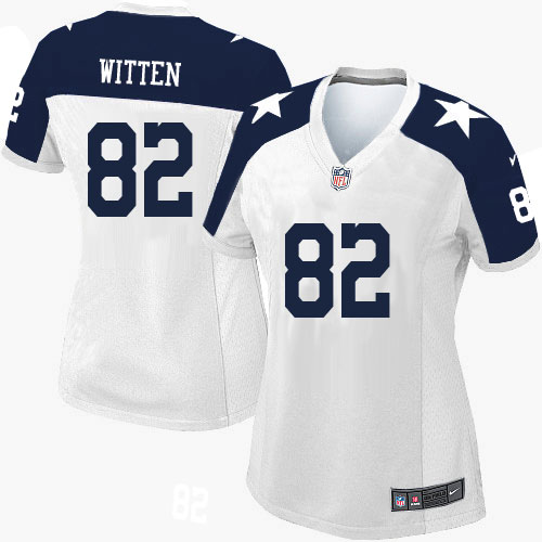 Women's Nike Dallas Cowboys #82 Jason Witten Elite White Throwback Alternate NFL Jersey