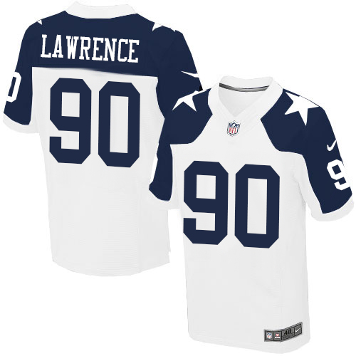 Men's Nike Dallas Cowboys #90 Demarcus Lawrence Elite White Throwback Alternate NFL Jersey