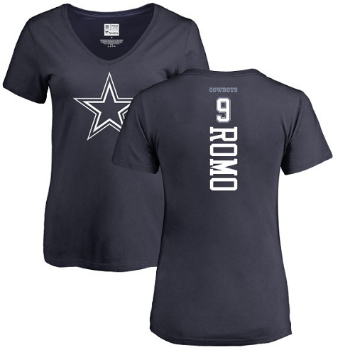 NFL Women's Nike Dallas Cowboys #9 Tony Romo Navy Blue Backer T-Shirt