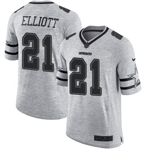 Men's Nike Dallas Cowboys #21 Ezekiel Elliott Limited Gray Gridiron II NFL Jersey