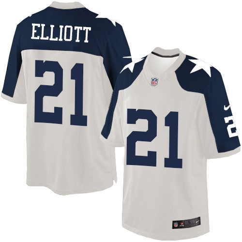 Men's Nike Dallas Cowboys #21 Ezekiel Elliott Limited White Throwback Alternate NFL Jersey