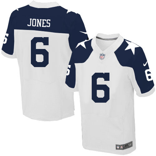 Men's Nike Dallas Cowboys #6 Chris Jones Elite White Throwback Alternate NFL Jersey