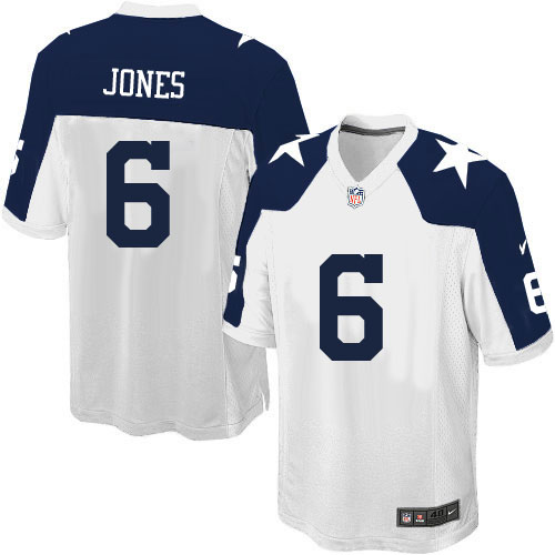Men's Nike Dallas Cowboys #6 Chris Jones Game White Throwback Alternate NFL Jersey