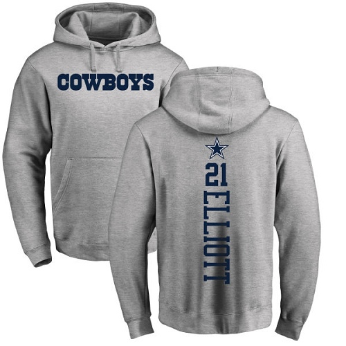 NFL Nike Dallas Cowboys #21 Ezekiel Elliott Ash Backer Pullover Hoodie